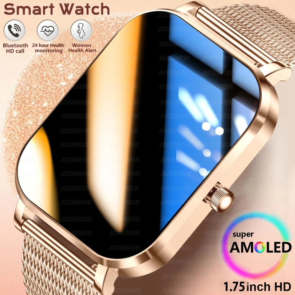 

2025 новые модные женские умные часы с AMOLED HD-экраном, пульсометр, женский мониторинг здоровья, спортивный браслет, BT, умные часы для звонков