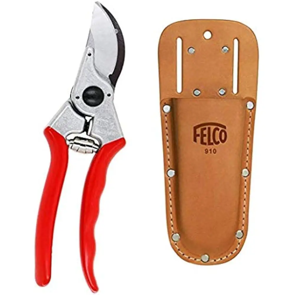 Bypass Pruner with Leather Holster Efficient Cutting Ergonomic Hand Protection Durable Adjustable Wire Cutting Notch Shock