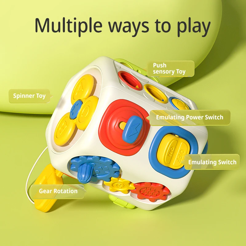 ของเล่นเด็ก Sensory กิจกรรม Busy Cube 10 In 1 Montessori สวิทช์ของเล่นกีฬาของเล่นพัฒนาสมองมือแบบพกพากลางแจ้งวันเกิด