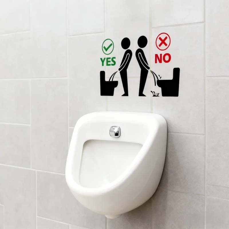 WC Public Toilet Etiquette Stickers Funny Civilized Remind Signs Waterproof PVC Decals for Toilet Lid Tiles Wall Easy To Remove