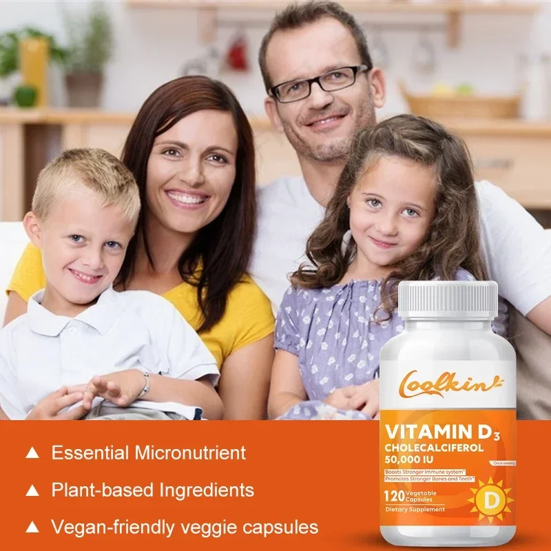 Vitamin D3 50000IU - Promotes Healthy Muscle Health, Strong Bones and Nervous System Health, Immune Support