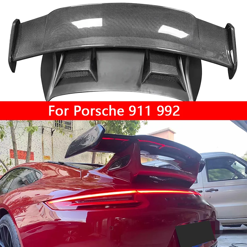 

Для Porsche 911 992 GT3: карбоновые задние спойлеры-«утиные хвосты» в стиле GT3, комплект для тюнинга заднего крыла, верхний спойлер, обвес.