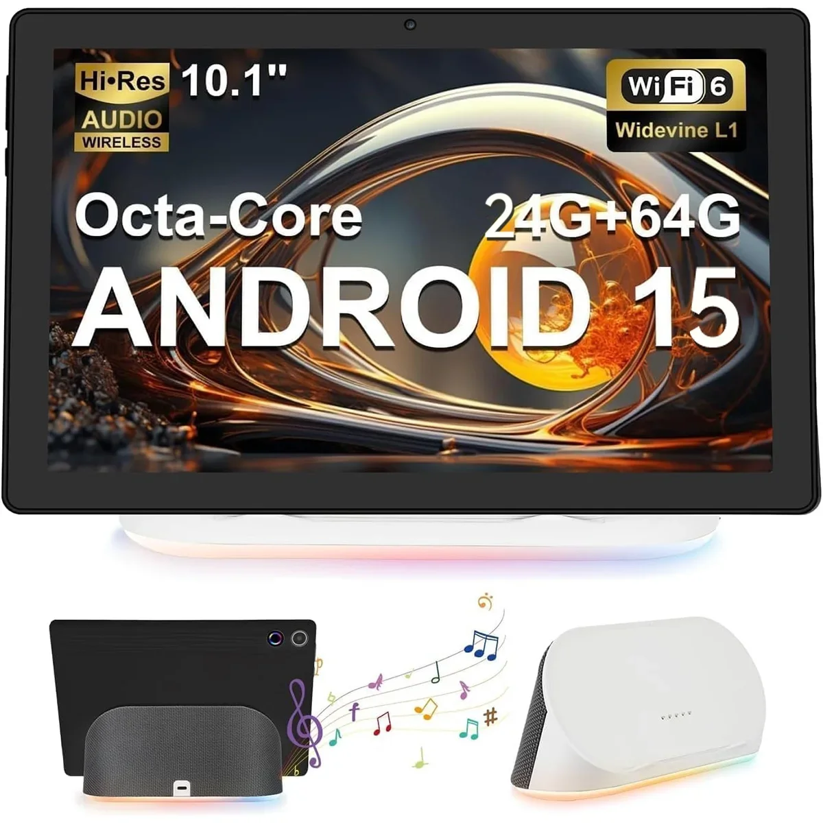 Tablet Android 15 con altoparlante di ricarica Tablet dock CPU Otca-Core 24 GB RAM 64 GB ROM Espansione 1 TB WiFi 6 BT5.3 Google PC PAD