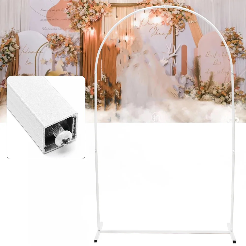 

W47 x H78 inch White Wedding Arch Stand Mesh Frame Backdrop Metal Archway for Parties Garden Ceremony Shelf Outdoor & Indoor
