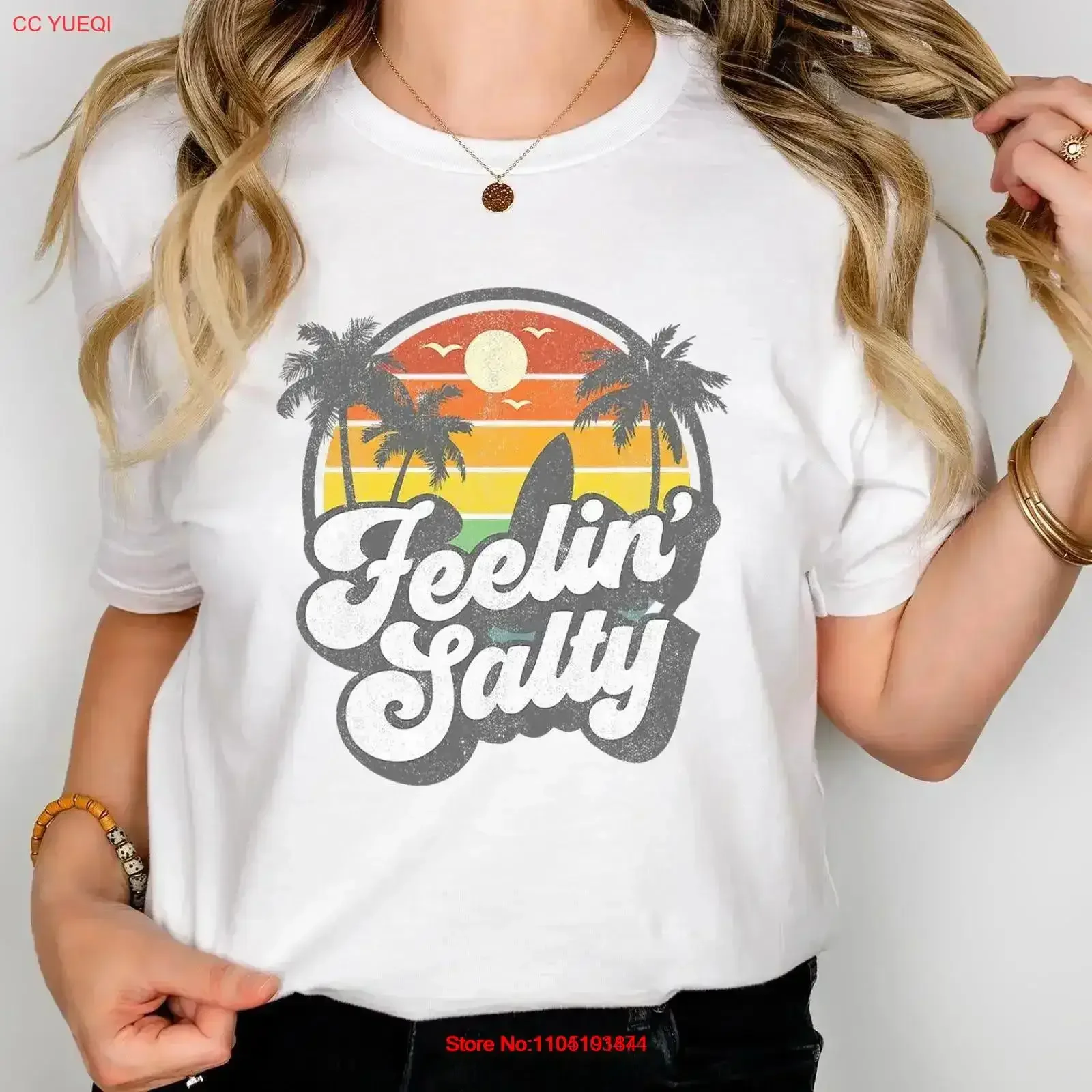 Feeling A Little Salty Beach T Shirt Summer Life Lover Beachy Vibes vintage Washed Casual graphic Soft designer clothes