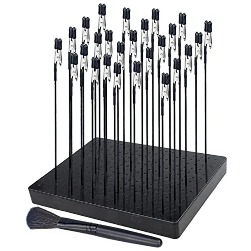 Model Painting Stand (19 X 14 Holes) And 26PCS Alligator Clip Sticks Set Modeling Tools (7.87 X 5.9Inch)