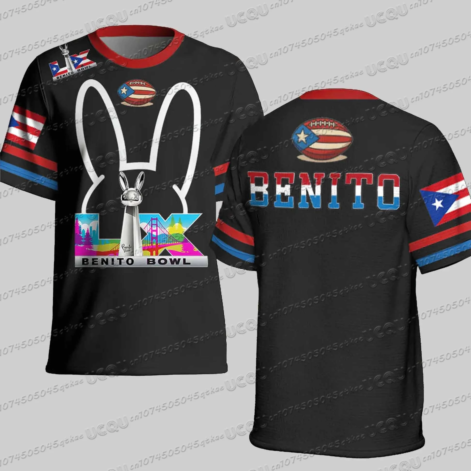 

2026 New Football Music Lover Printed T-shirt HalfTime Football Puerto Rico Bad Bunny 94 Jersey Concert T-shirt Tops