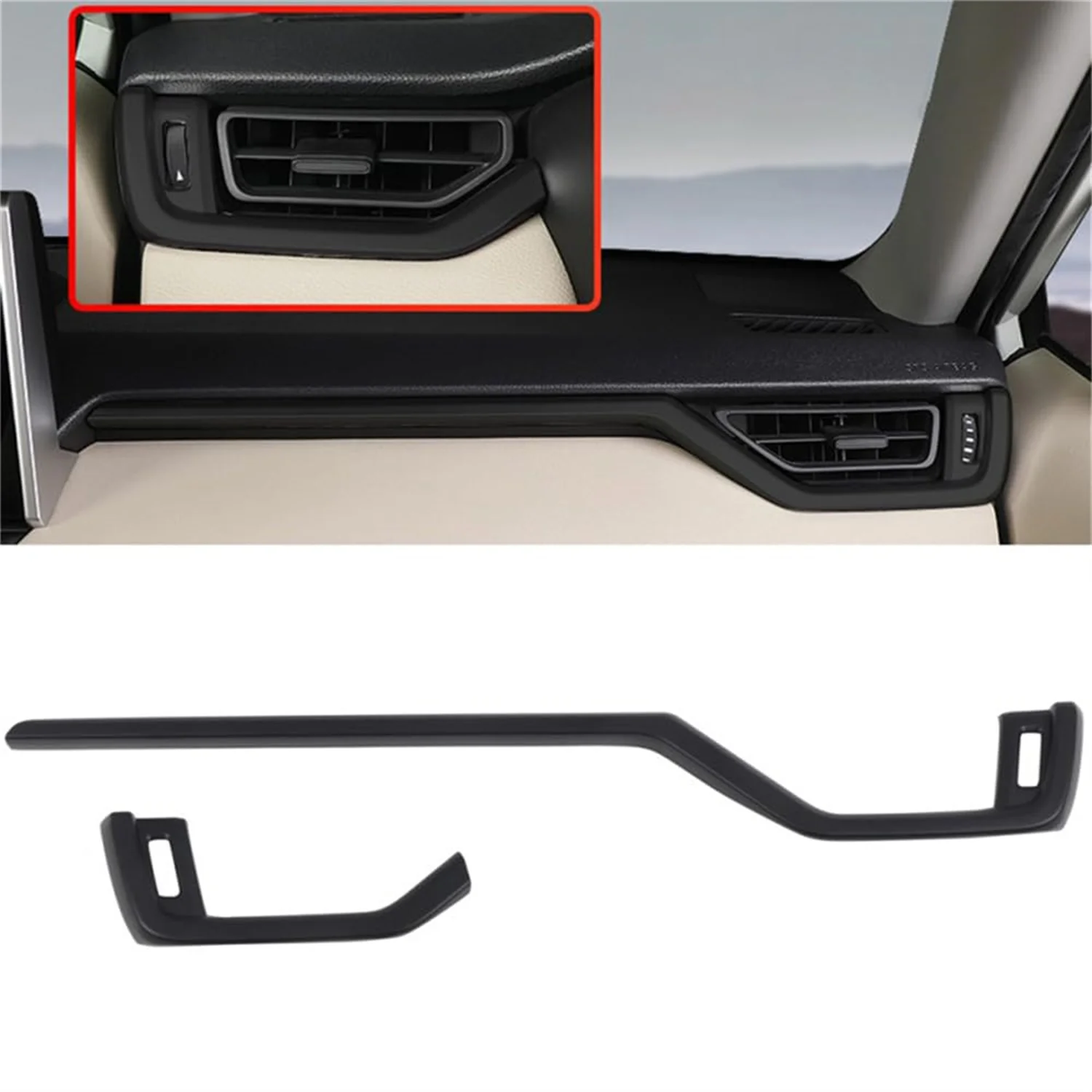 for Toyota RAV4 XA50 2019-2023 LHD!!! Car Dashboard Console A/C Air Outlet Vent Molding Strip Trim ABS Matte Black 2PCS