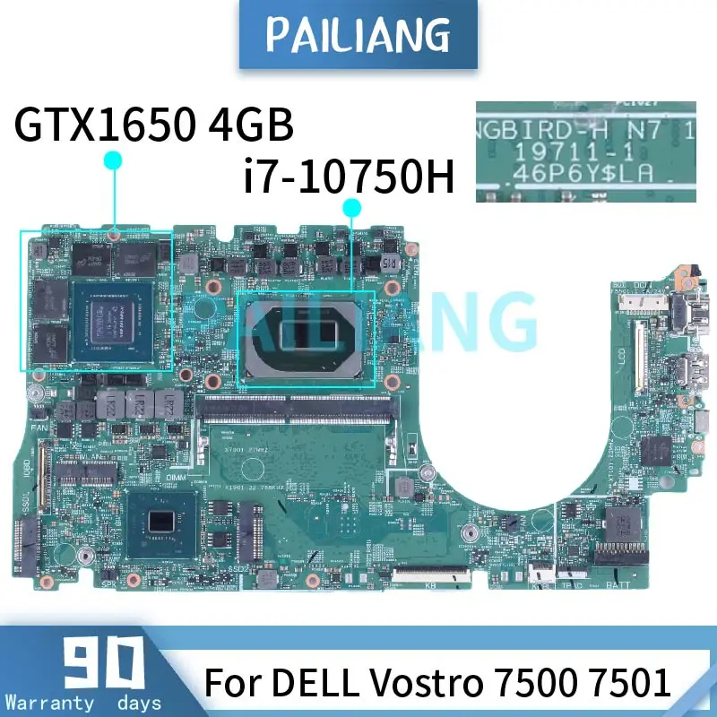 19711-1 For DELL Inspiron 7501 Vostro 7500 Laptop Motherboard i5-10300H With RAM V4G 0K65TK 0HMNGV 0K65TK Notebook Mainboard