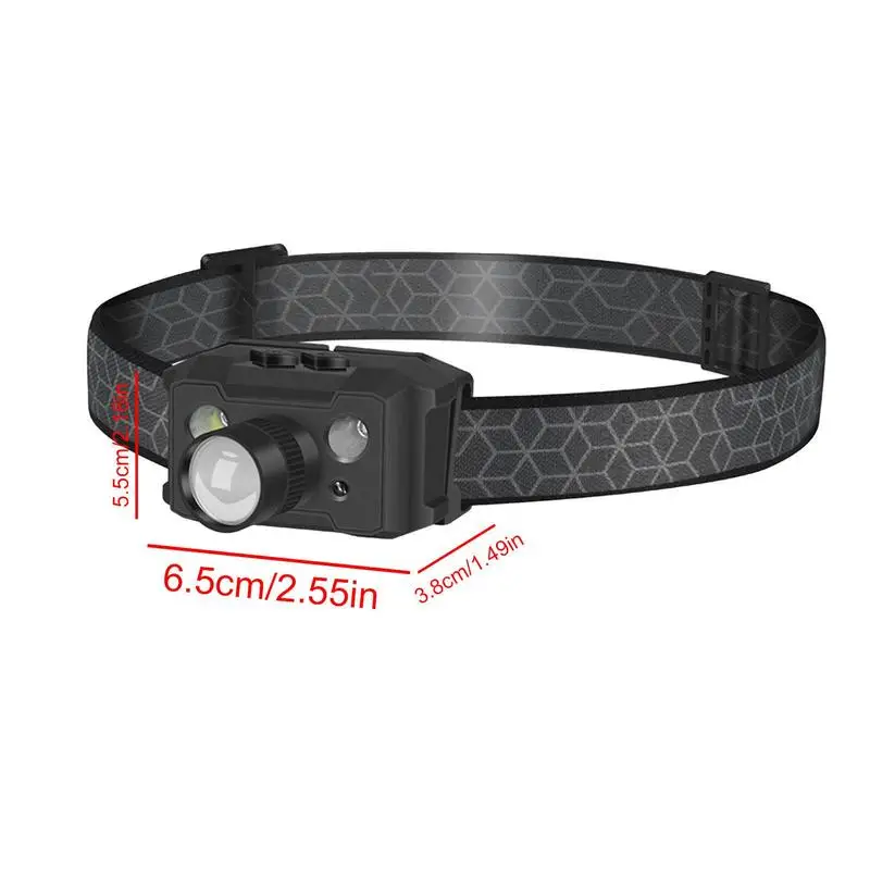 Motion Sensor Headlamp IPX4 Waterproof Bright Rechargeable Headlight 5 Lighting Modes Hard Hat Headlight For Running Cycling