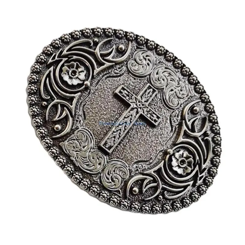 652B Western Cowboy Carved Belt Buckle Alloy Rock Belt Link Buckle Teens Unisex Belt Buckle DIY Replacements Supplies
