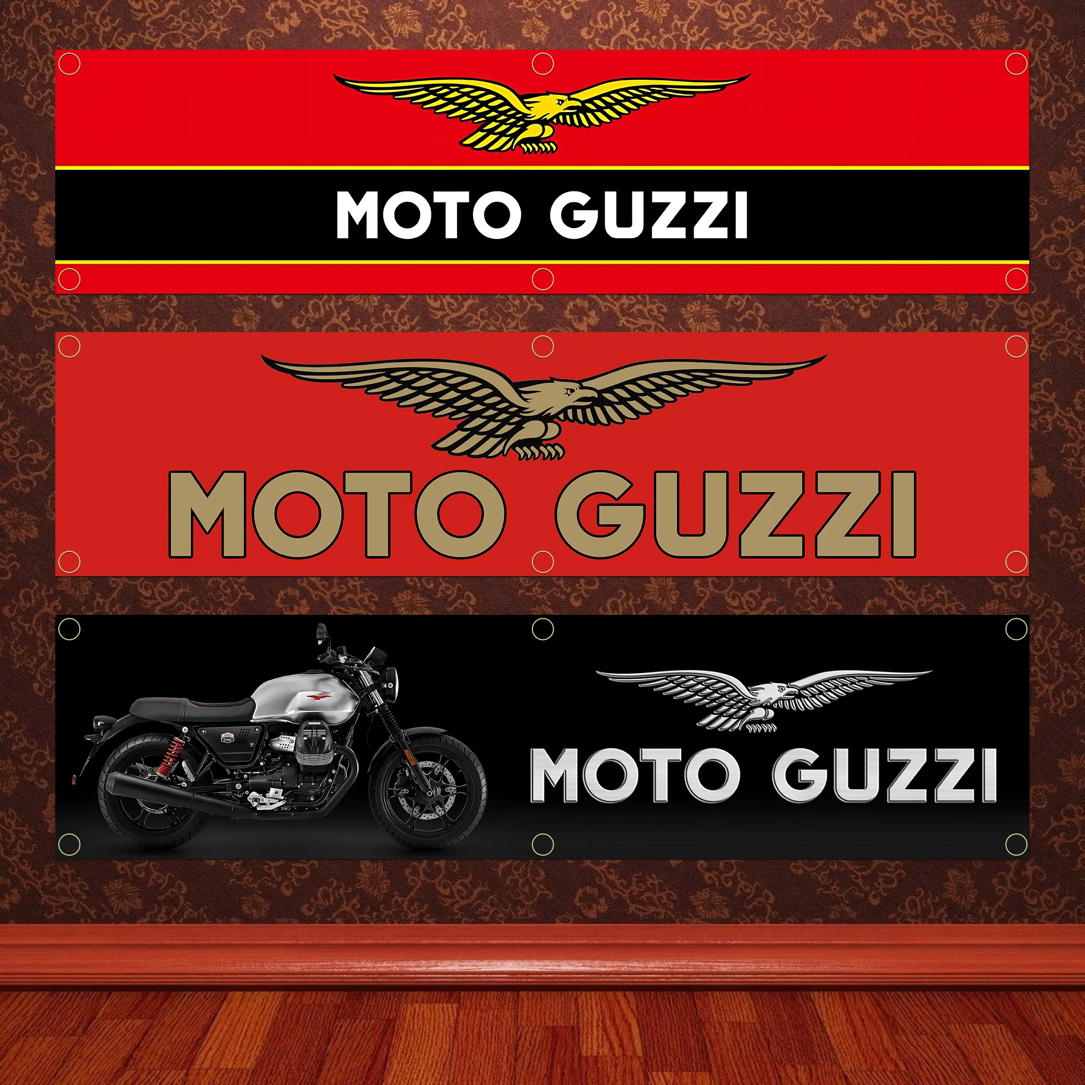 

60X240cm Banner Moto G-Guzzi Motorcycle Flag Polyester Printed Garage Wall Art Outdoor Decorations Tapestry With Brass Grommets
