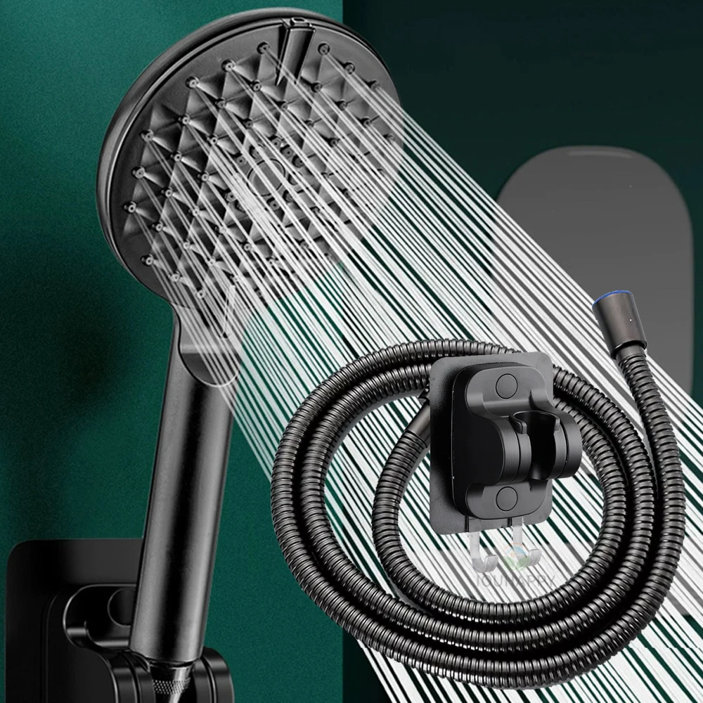 

3 Mode Rainfall Shower Head Round High Pressure Turbo Spray Nozzle Adjustable Water Conservation Shower Bathroom Accessories Set