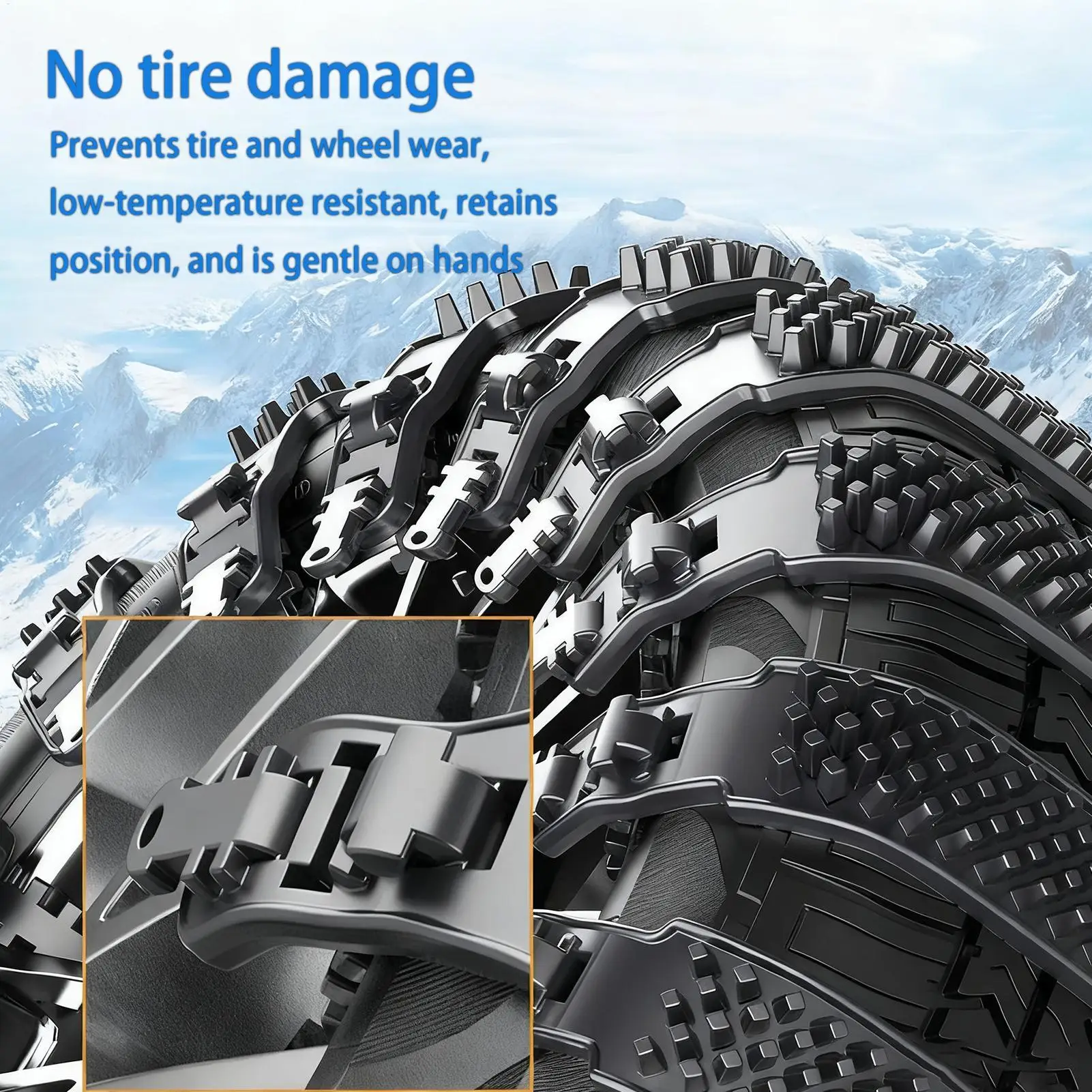 Tire Chains 10piece Anti-Slip Adjustable Wheel Ties Belts Snow Truck Tire Chains For Ice Winter Hiking Trailer Offroad Lawn