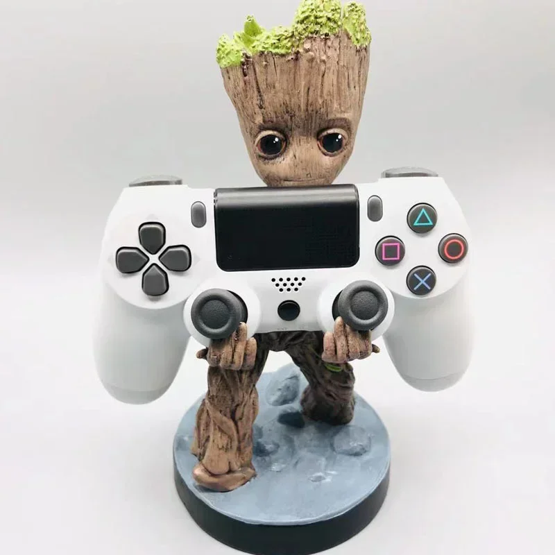 Marvels Guardians of The Galaxy Groot Gamepad Holde Toys Small Tree Man Phone Bracket Statue Model Ornament Decorate Gift
