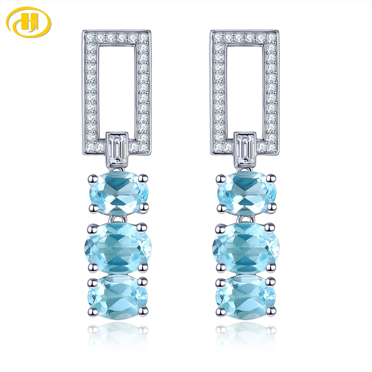 

Natural Genuine Sky Blue Topaz Sterling Silver Stud Earring 10.5 Carats Topaz Classic Exquisite Charming Style Top Quality