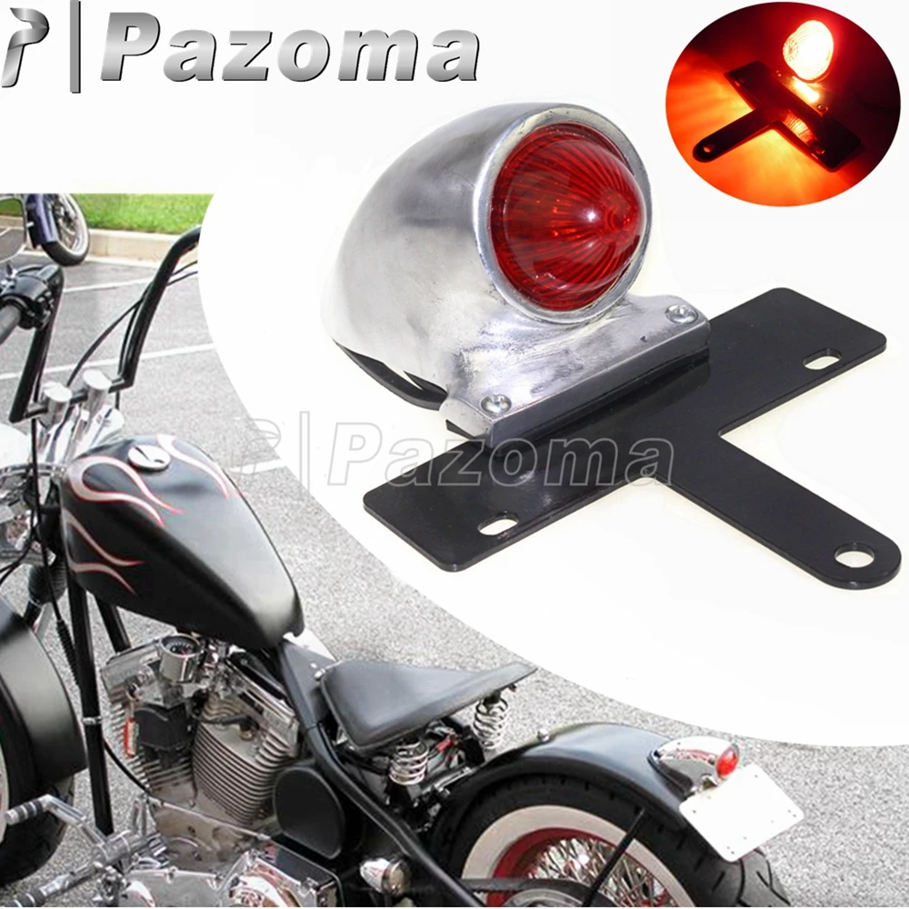 

Motorcycle Retro Taillight LED Tail Brake Lamp w/ License Plate Bracket For Harley Chopper Bobber Sportster Cafe Racer Custom