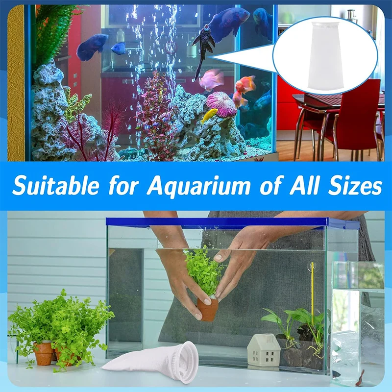 80/200Mesh Multifunction Nylon Filter Sump Bag Aquarium Filter Socks Bags With Frame Reusable Fish Tank Filtration Accessories