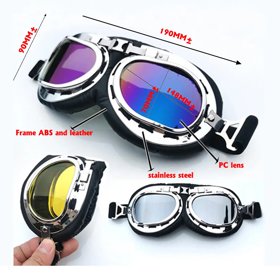 Retro Motorbike Scooter Off-Road Goggles Glasses Vintage Moto Classic Goggles for Pilot Steampunk ATV Bike Pilot Goggles