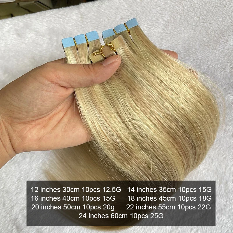 تسليط الضوء على شريط أشقر صغير الشعر التمديد مستقيم 12-24 بوصة شريط سلس الشعر البشري 10 قطعة/الحزمة