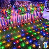 Mesh Solar Christmas Lights Outdoor Solar Net Lights 8 Modes Remote Timer Waterproof Lamp for Garden Lawn Bushe Shrub Tree Decor