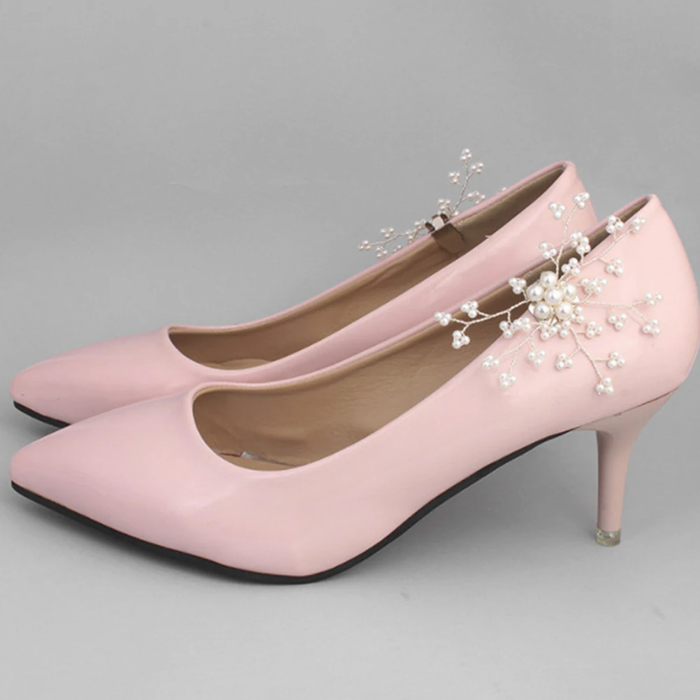 

White Pearl Shoe Clips Alloy DIY Decor for Wedding Bride Women Fashion Buckle Accessories Sparkle High-Heels Sandals Pumps Boots