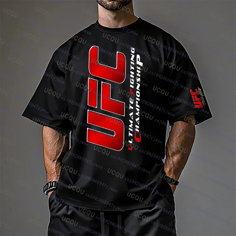 UFC القتال الملاكمة التي شيرت صيف جديد ثلاثية الأبعاد طباعة الجولة الرقبة تي شيرت رجالي عادية تنفس كبيرة الحجم سريعة الجافة قمة الموضة الرياضية