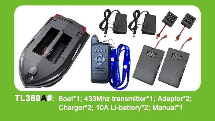 Skywolf TL380 double quez 12 points de accent GPS, sonar, pilote automatique, bateau d'appât pour la mer, approvisionnement direct d'usine