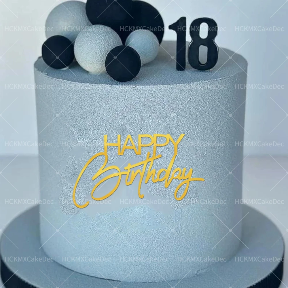 3 قطع من أغطية كعكة عيد الميلاد السعيدة من الأكريليك باللون الذهبي والفضي والأسود، لتزيين جانبية لحفلات أعياد الميلاد