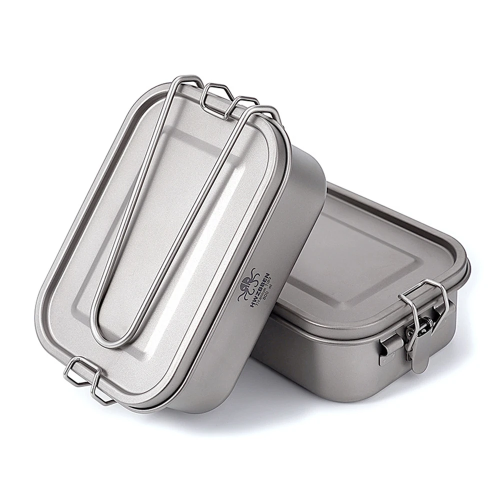 Camping Bento Box Titanium Bento Box Outdoor 800ml Lunch Box Rectangle Food Storage Container