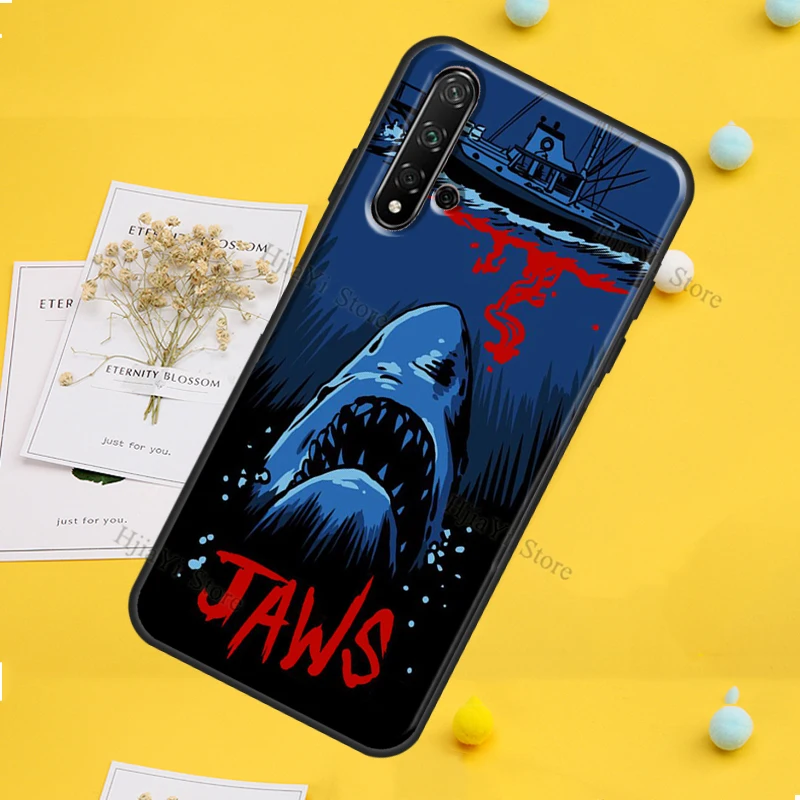 Jaws 1975 Movie Poster Case For Huawei P30 P20 P40 P60 Pro P Smart Nova 9 5T Honor Magic 5 Lite X8 X9a 50 70 Cover