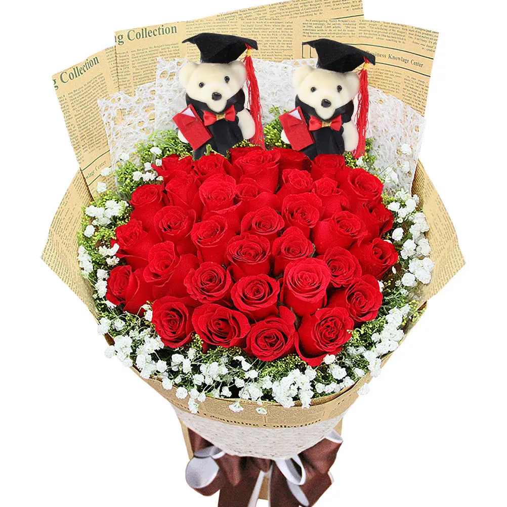 

8Pcs Graduation Bear Ornaments Standing Bears with Cap Gown for Flower Bouquet Graduation Ceremony Gifts Flower Bouquet Bear