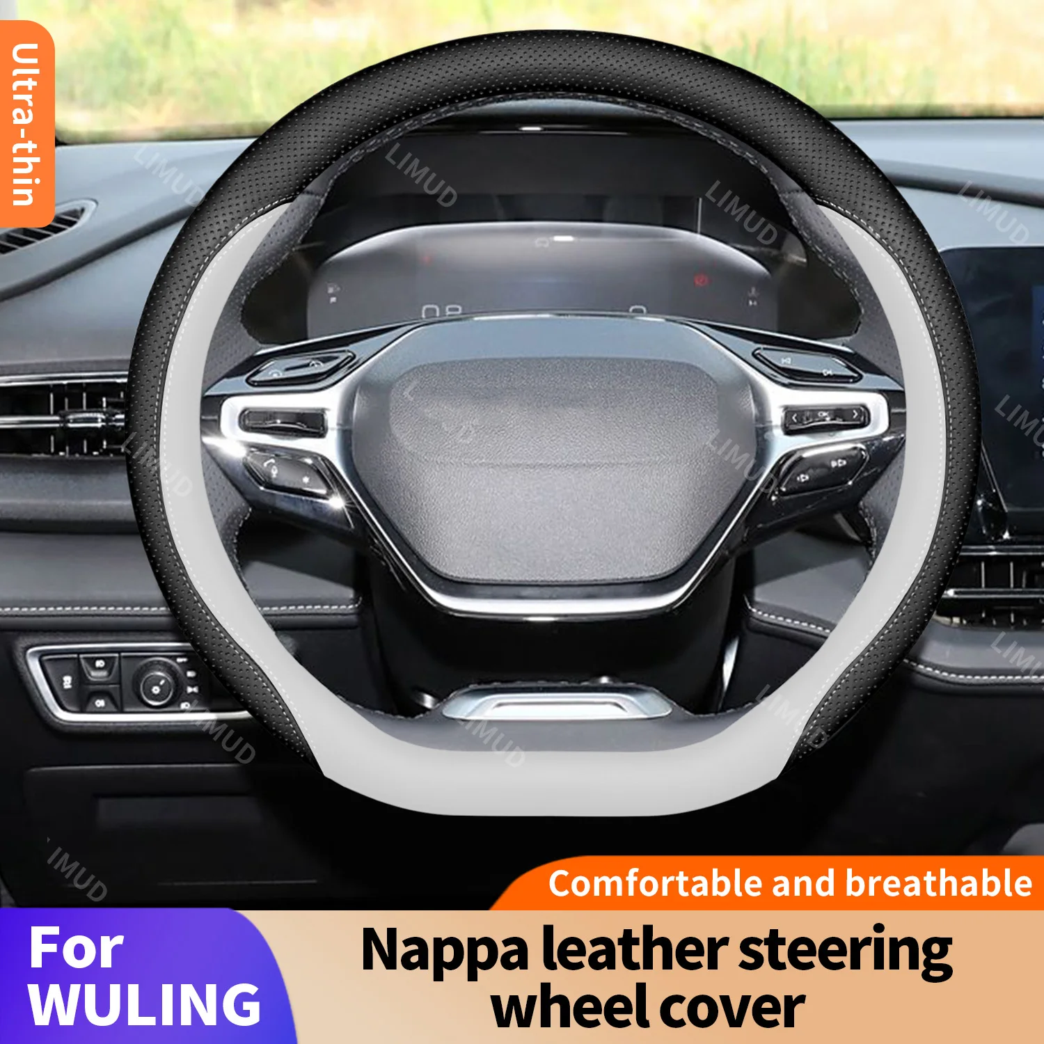 

For WULING Binguo EV Air ev Confero MINIEV aribruni Car Steering Wheel Cover without Inner Ring Suitable for 14.5-15 Inches