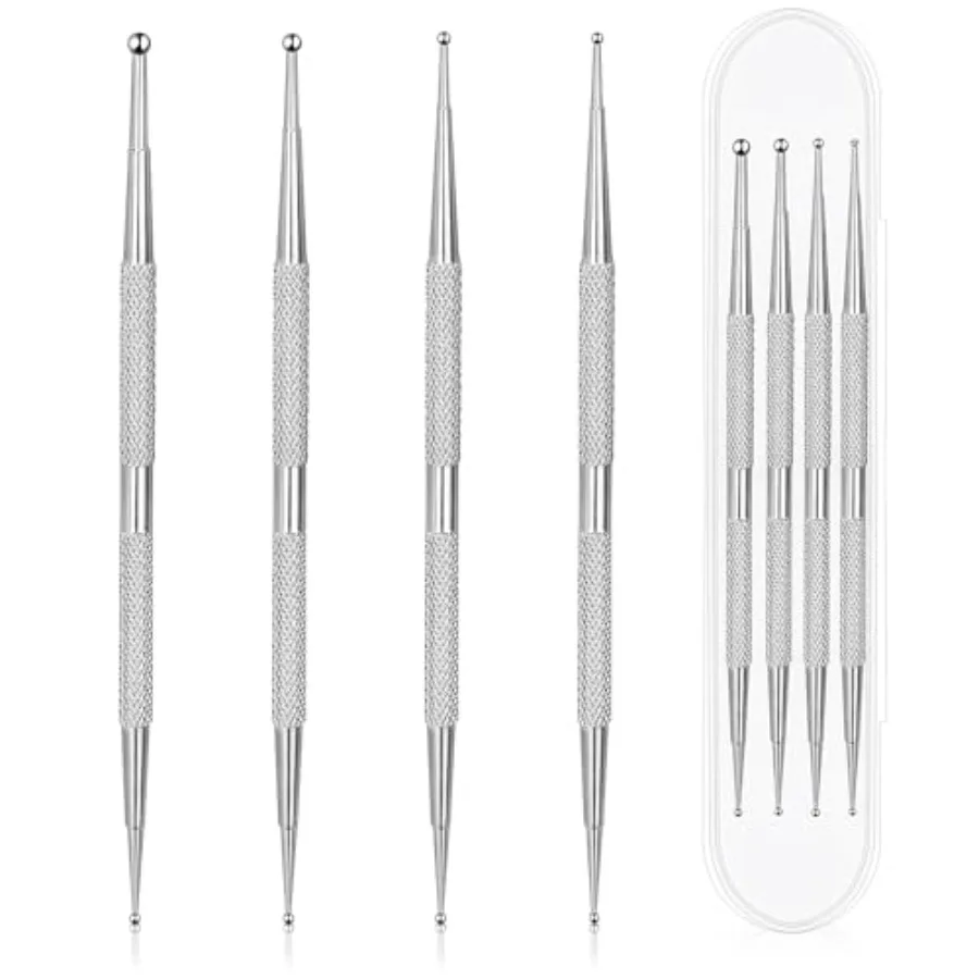

Nail Dotting Tool, 4 Pcs Professional Double-ended Nail Art Tools with Box, Dot Pen Metal Dot pen Nail Polish Paint Pen Dot Dia