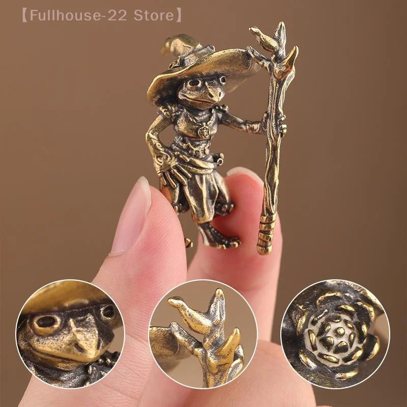 

【MAX-22】Brass Frog Wizard Statue Desktop Ornament Metal Cute Figurines Miniatures Home And Office Decoration Car Ornaments