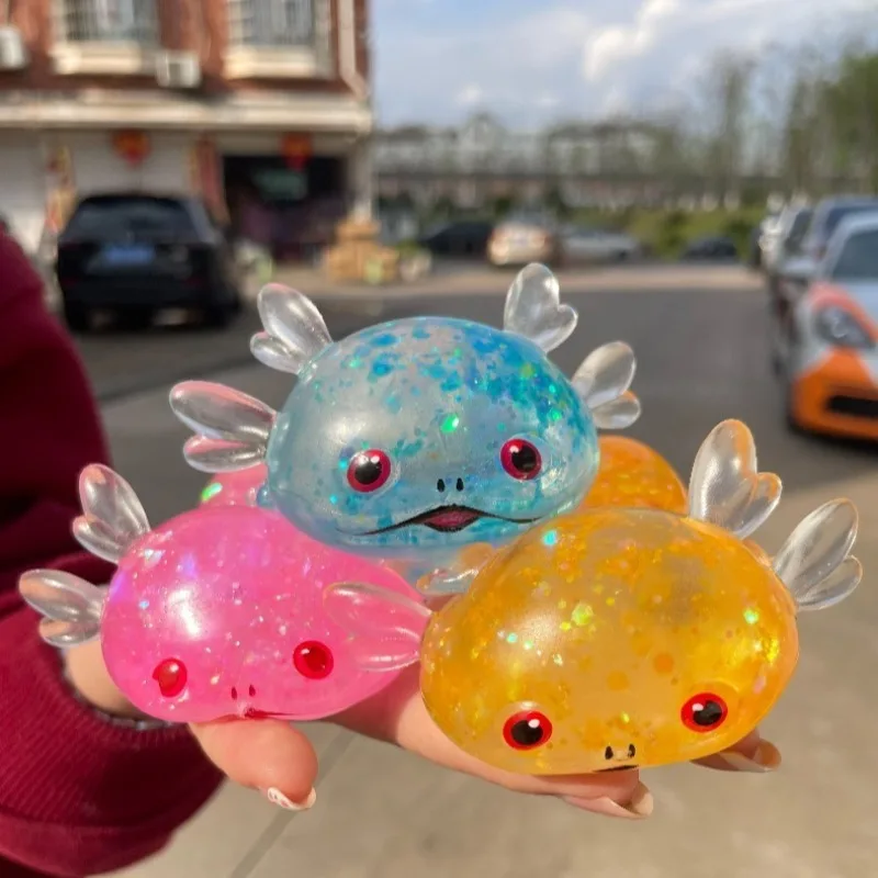 Cute Axolotl Fidget Squishes Slow Rising Toy Salamander Maltose Squeeze Sensory Toy for Adults Stress Ball for Anxiety and Focus