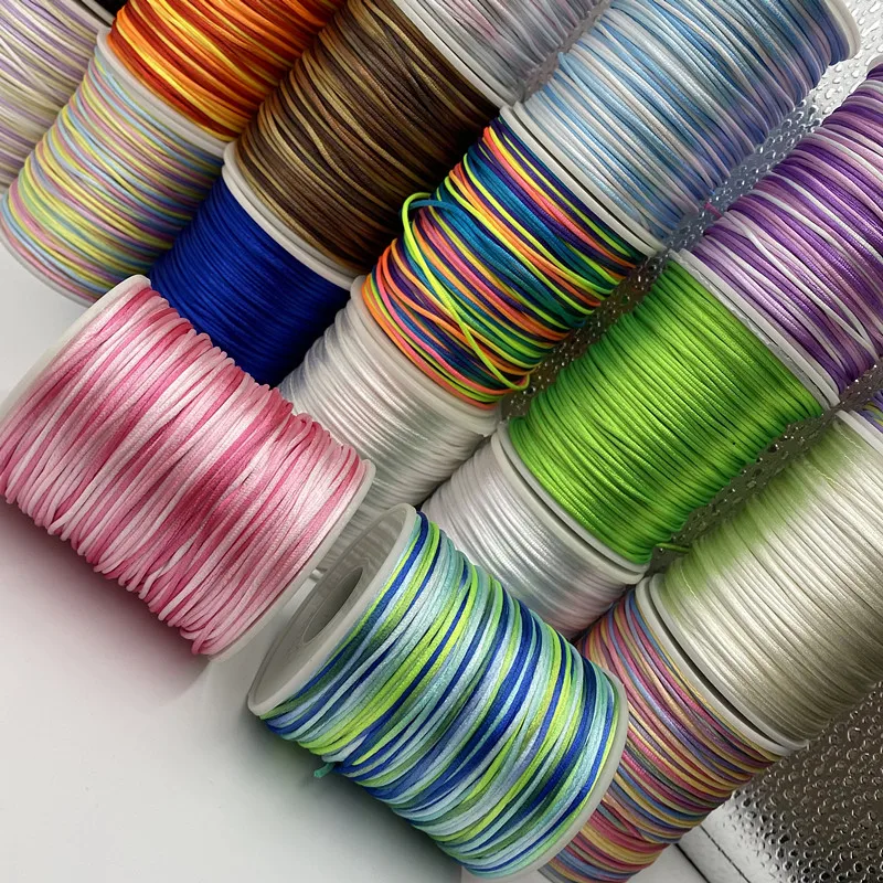 Pulsera de cuerda de satén con borla de nudo chino, cuerda de nailon de 2,0mm con hilo tejido, collar de cuerda DIY, pulseras, cordón