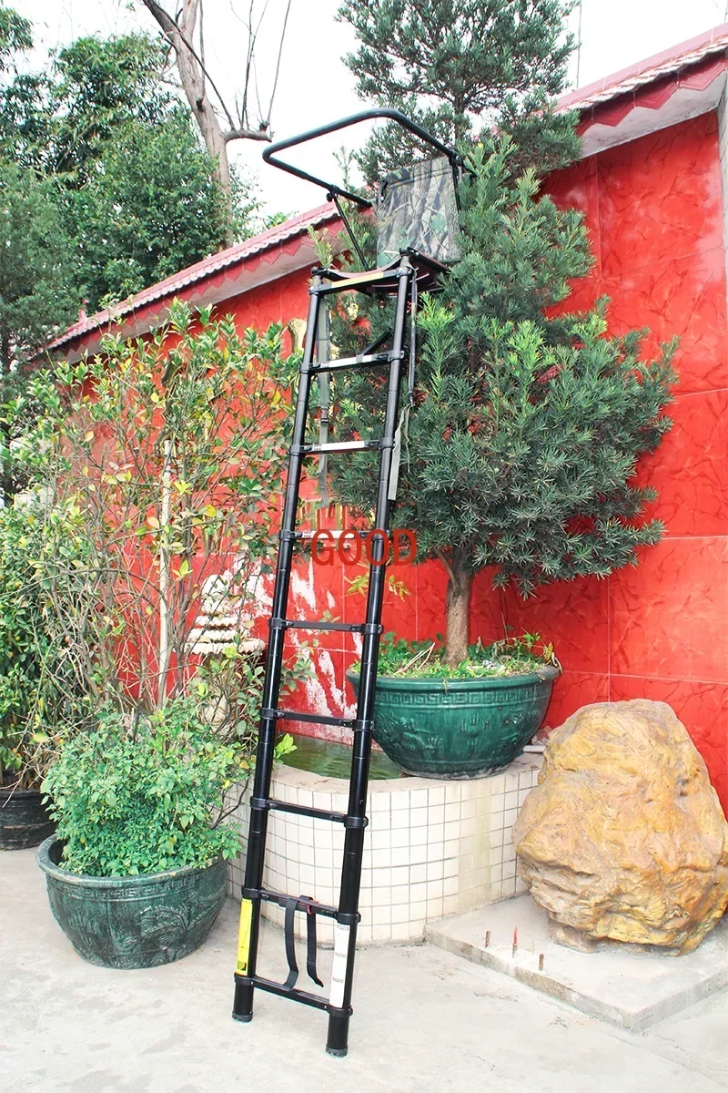 SC02 2.6M Telescopic Hunting Tree Stand Foldable Aluminum Ladder Seat Hunter Chair for Animal Observation