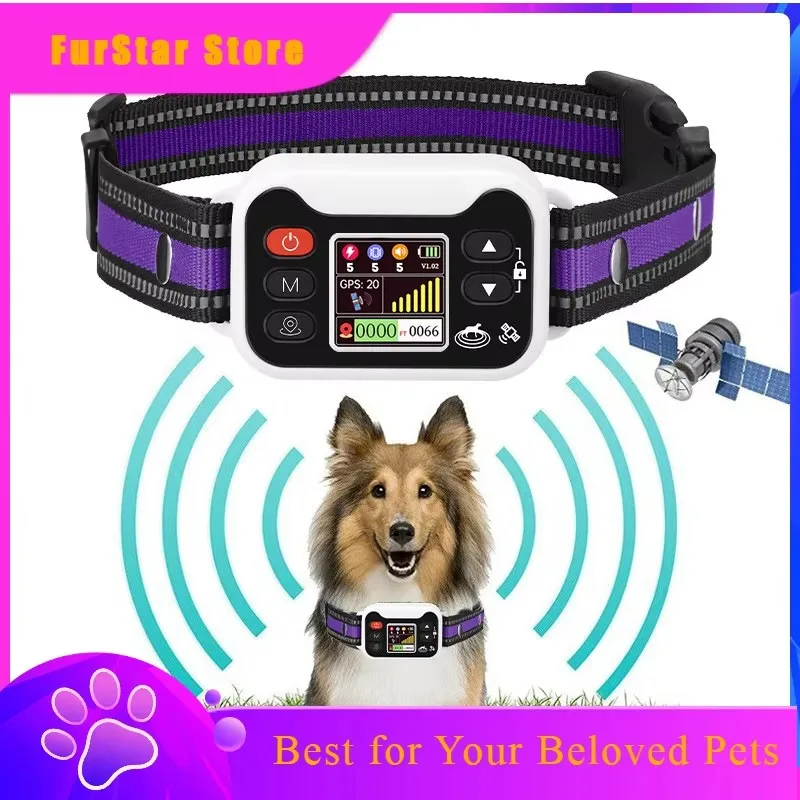 FurStarWireless Dog Fence Boundary Containment System Beep Shock GPS Electric Dog Fence Waterproof Training Collar 3 Modes Outdo