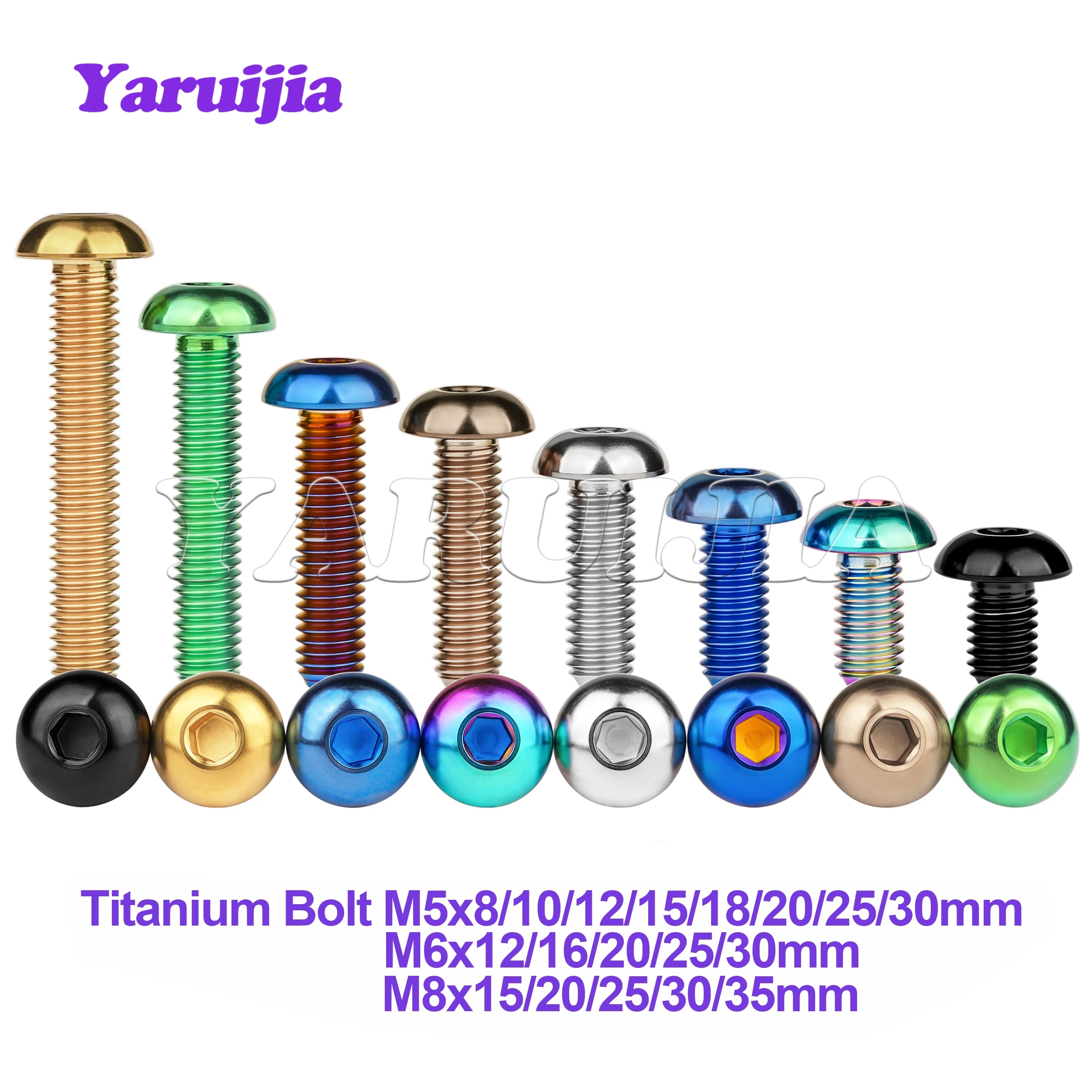 Yaruijia Titanschraube M5/M6/M8x8/10/12/15/16/18/20/25/30/35 mm Innensechskantschrauben mit halbem Rundkopf für Rennradteile