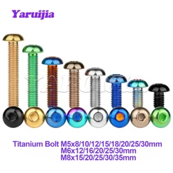 Yaruijia Titanium Bolt M5/M6/M8x8/10/12/15/16/18/20/25/30/35mm Half Round Head Allen Head Screws for Road Bike Parts