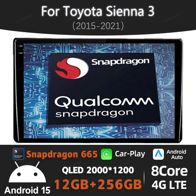 

Android 15 беспроводной автомобильный радиоприемник Carplay для Toyota Sienna 3 2015-2021 мультимедийный видеоплеер 4G WIFI GPS NAVI головное устройство BT