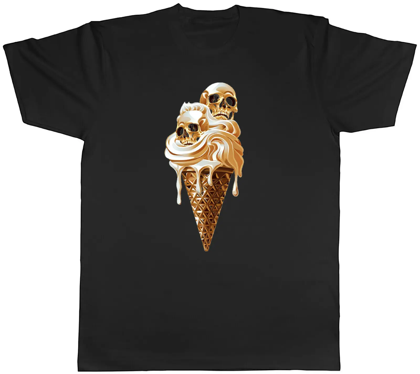 Gothic Ice Cream Cone Mens T-Shirt Skull Head Skeleton Tee Gift