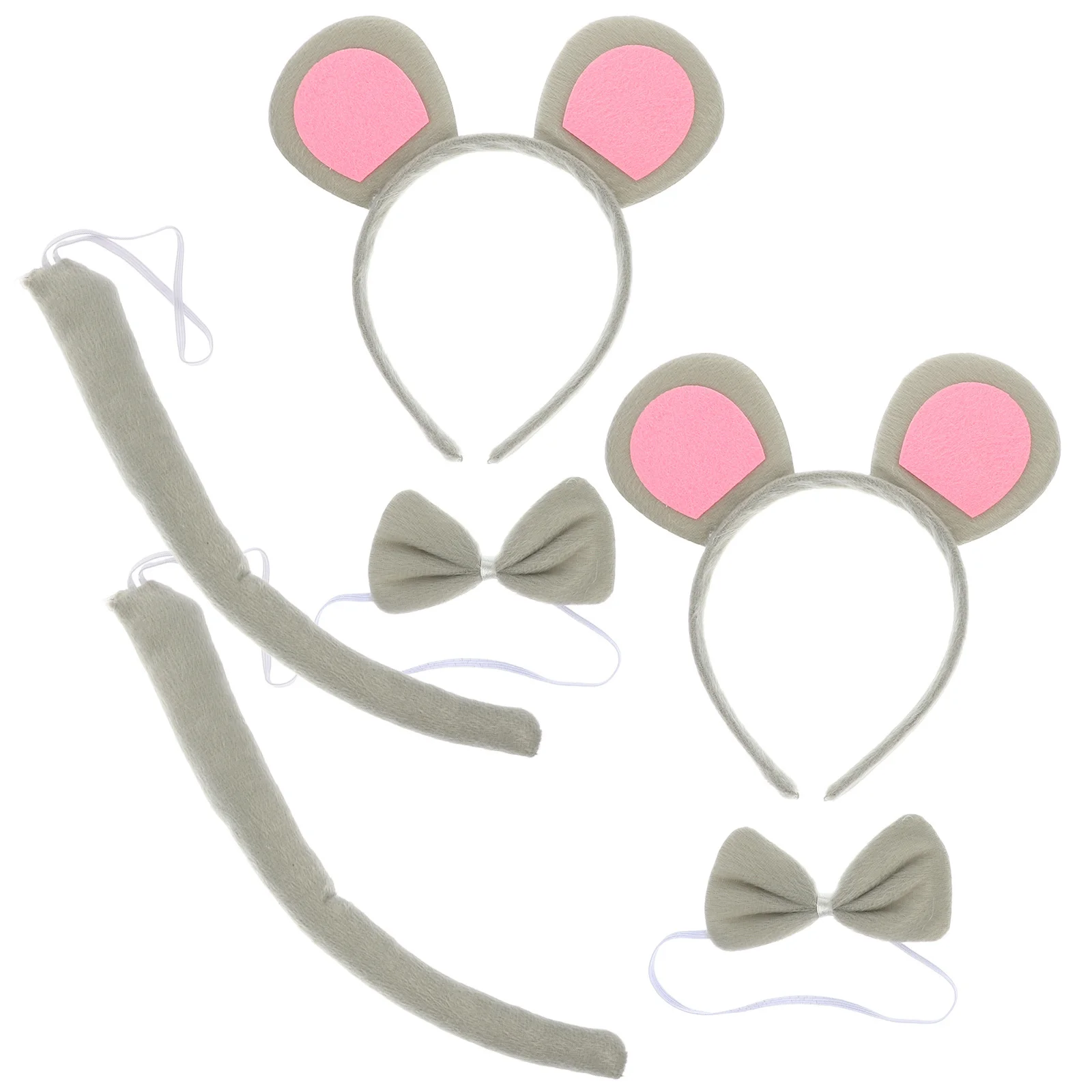 2-set muis oor hoofdband strikjes staart set voor cosplay feest kostuum accessoire stof haar decor maskerade evenement gebruik