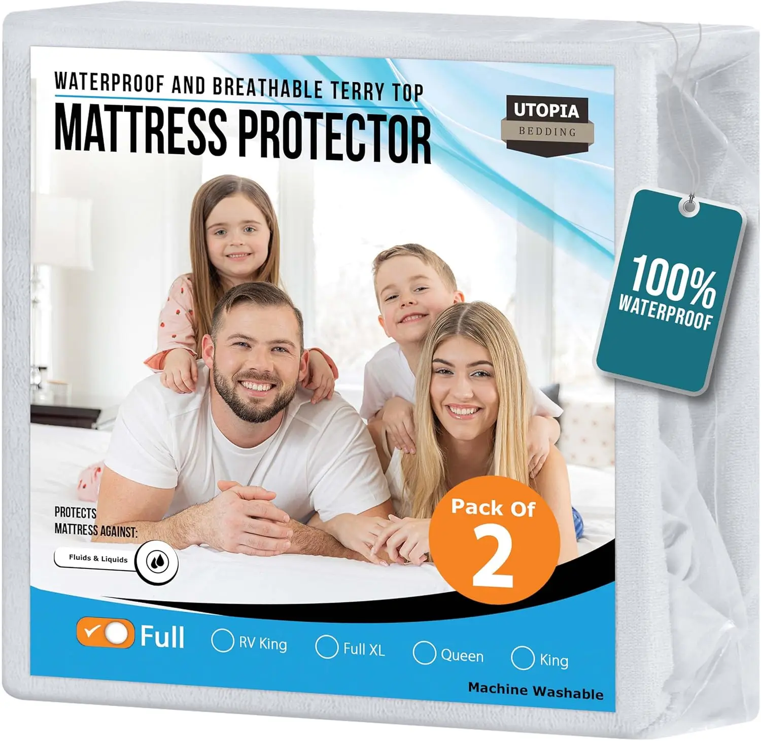 

Waterproof Mattr Protector Full Size 2 Pack, 200 Gsm Breathable Terry Mattr Cover, Fitted Style With Stretchable Pockets