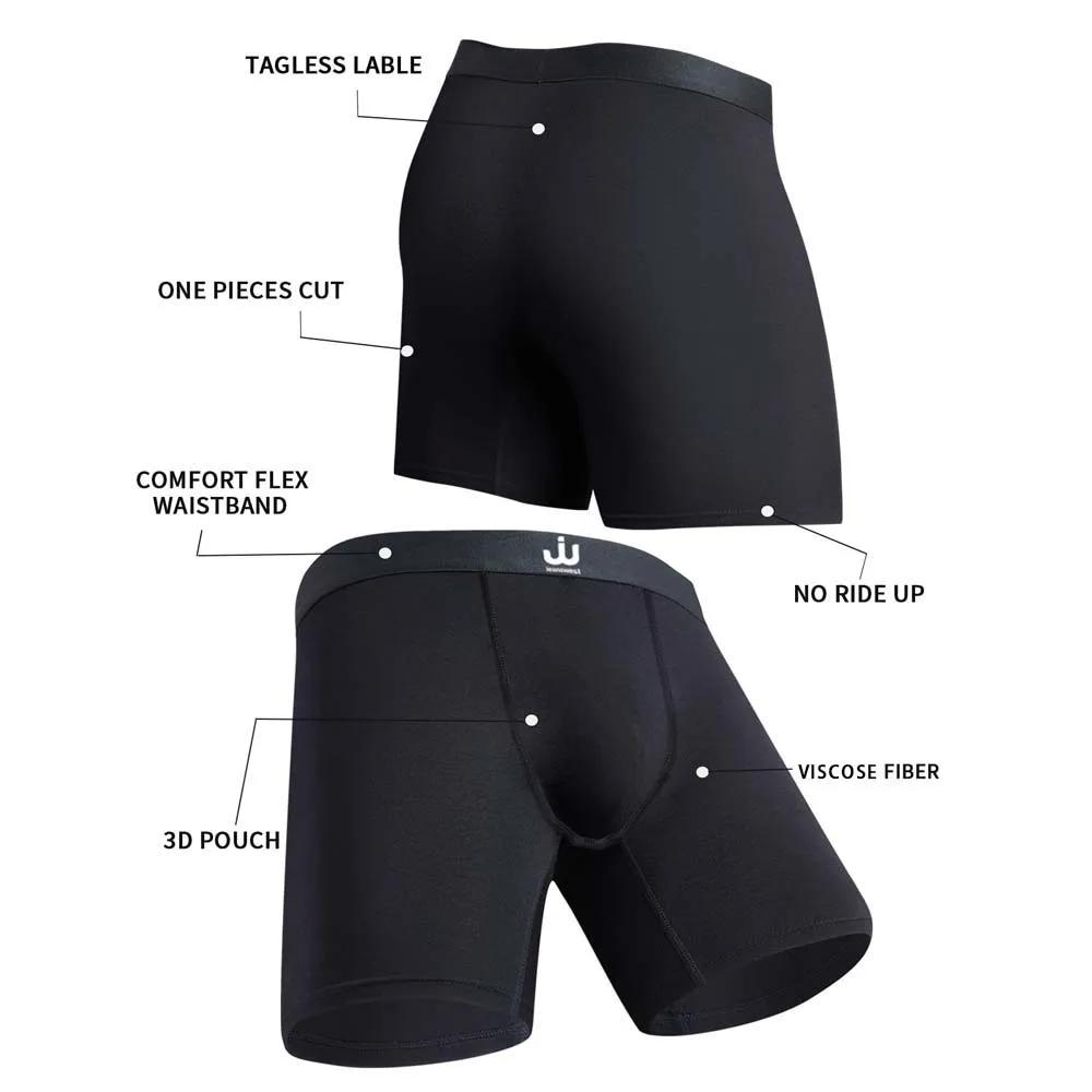 5 Stück Bambus-Viskose Lange Boxershorts für Männer Nahtlose Atmungsaktive Herrenunterwäsche U-förmig Konvex Männerunterhosen Hochelastische Herren-Slips – Detail 7