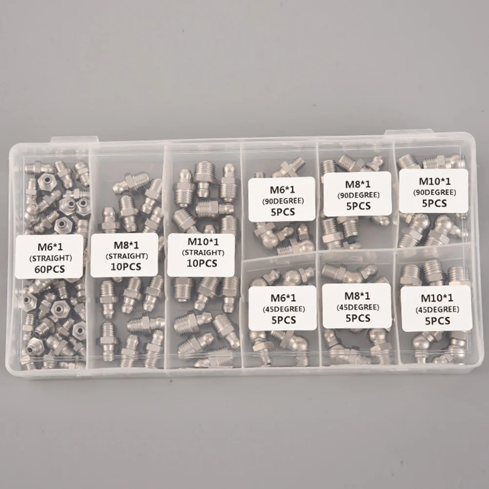 1 Set Grease Nozzle Straight Grease Fitting Angled Grease Zerk Assortment