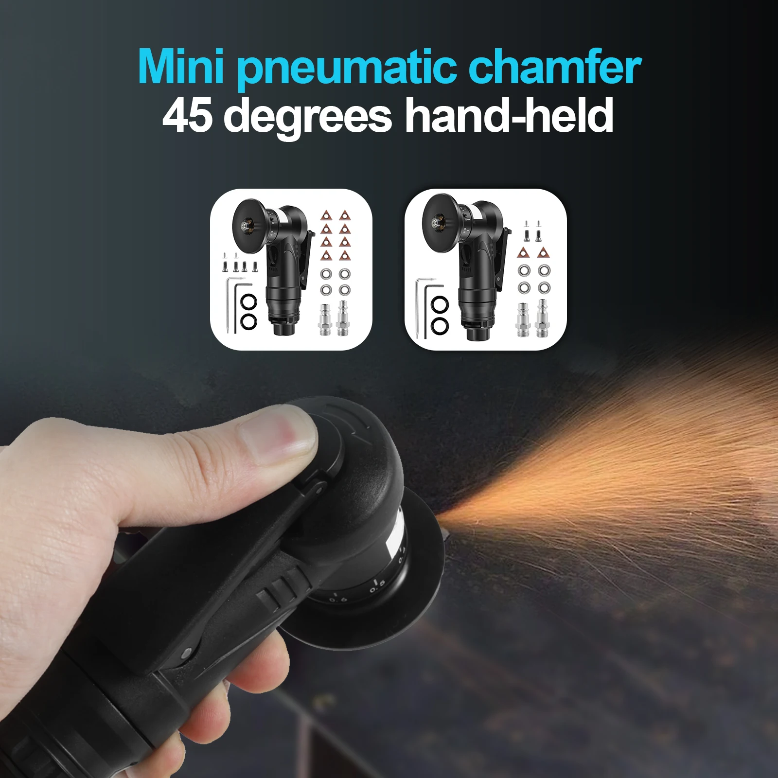 Mini Pneumatic Chamfering Machine 30000 RPM Handheld Air Beveling Machine with 1/4 Inch Air Inlet Portable 45° Mini Chamfering