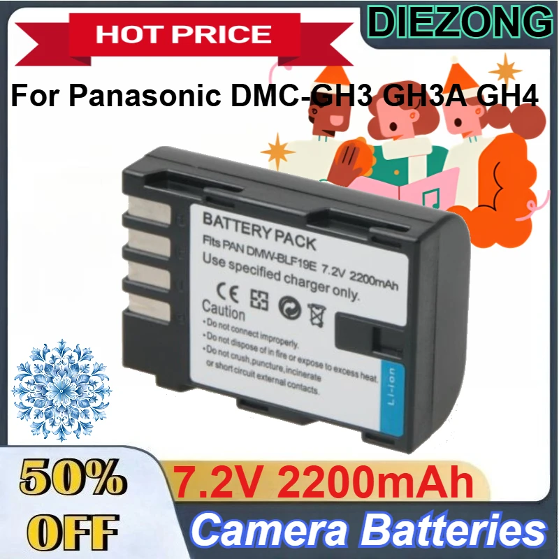 

2 Pcs DMW-BLF19 7.2V 2200mAh Li-Ion Digital Battery for Panasonic DMC-GH3 GH3A GH4 Rechargeable Camera Batteries