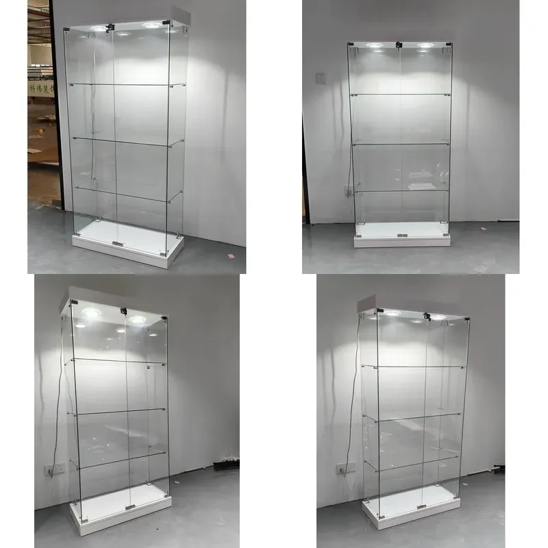 forCustom Tempered Glass Display Case with 2 LED Lights Factory Wholesale